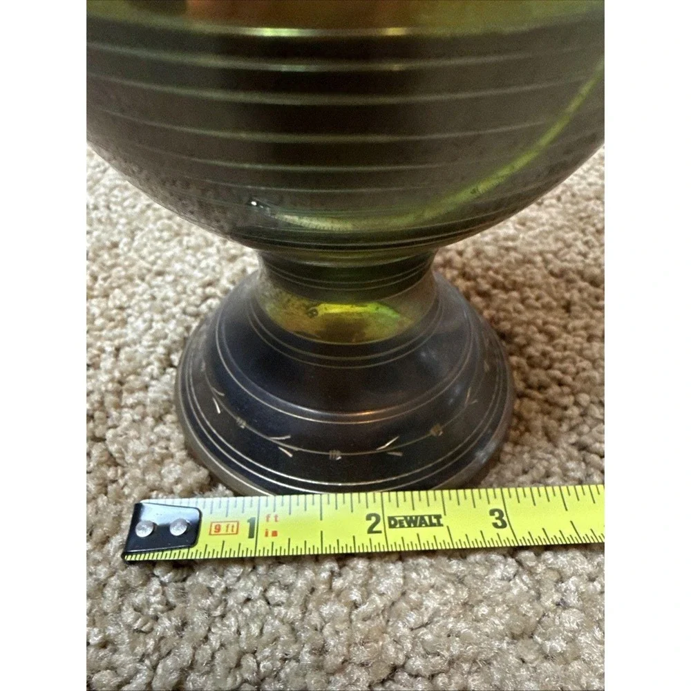 Vintage Black‎ Etched Brass Vase Handcrafted in India 13